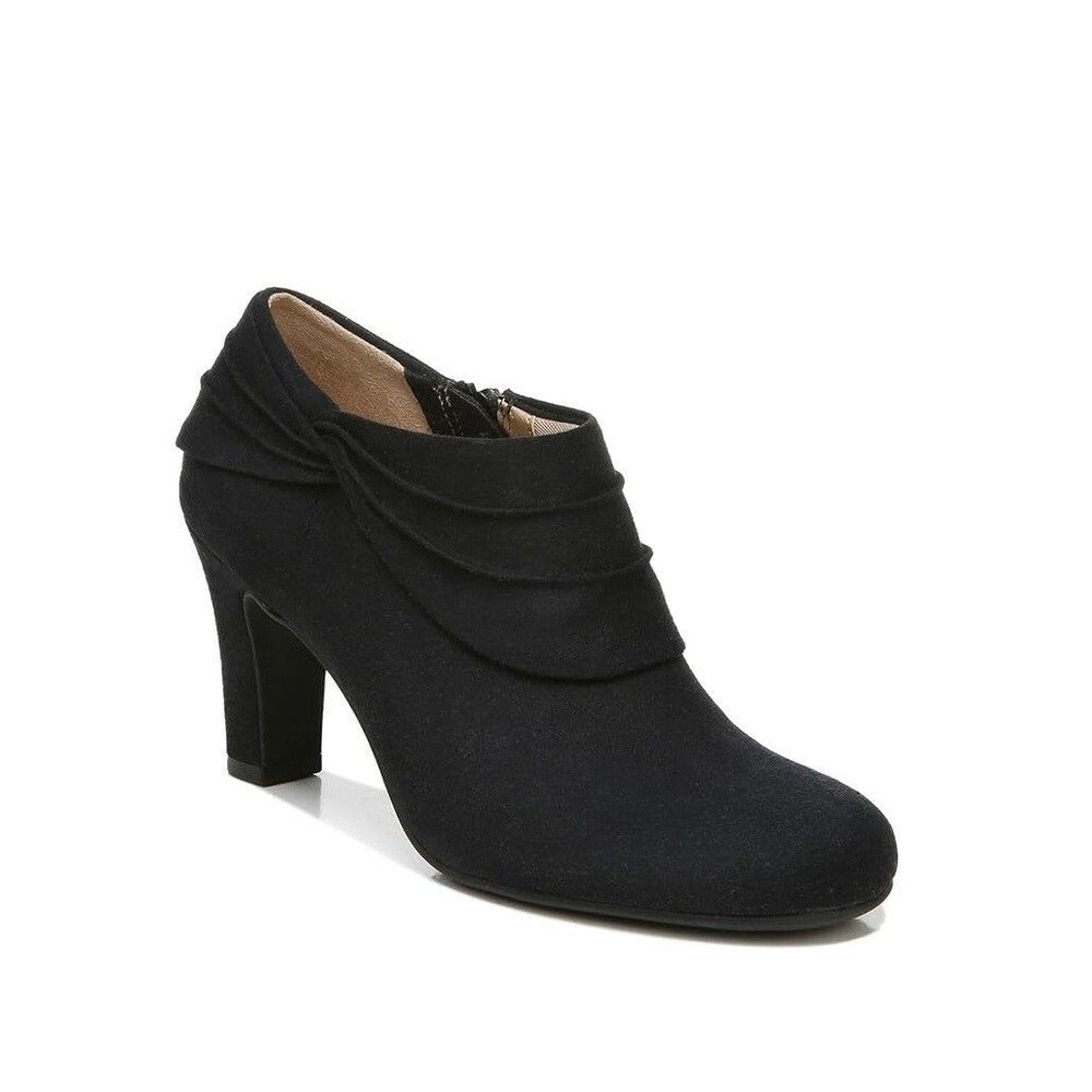 Life Stride Womens 7 M Black Corie Faux Suede Zip Up Ankle Booties NIB QY1
